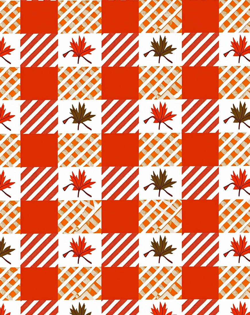 Gingham Maple Leaf Pattern Rug