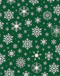 White Snowflake Patterned Green Rug