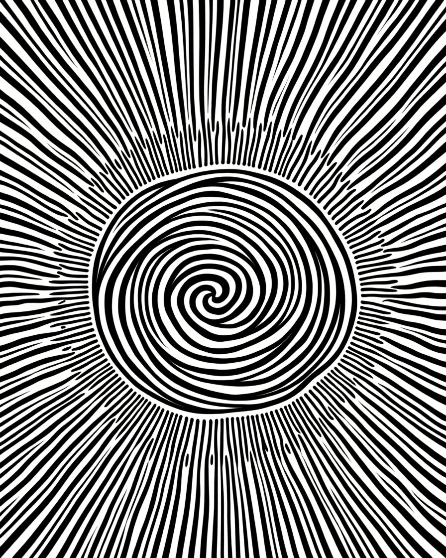 Black White Swirl Sunburst Design Rug