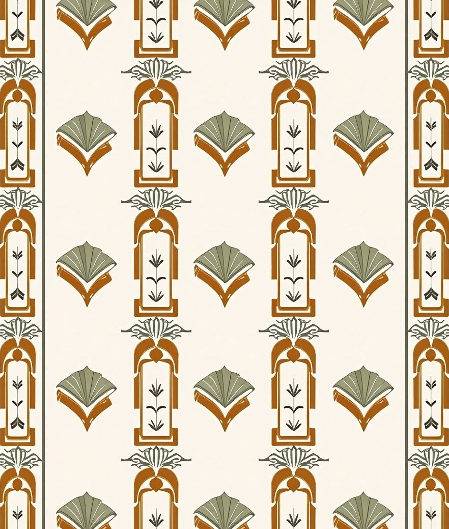 Terracotta Sage Fan Inlay Rug