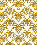 Golden Floral Scroll Pattern Rug