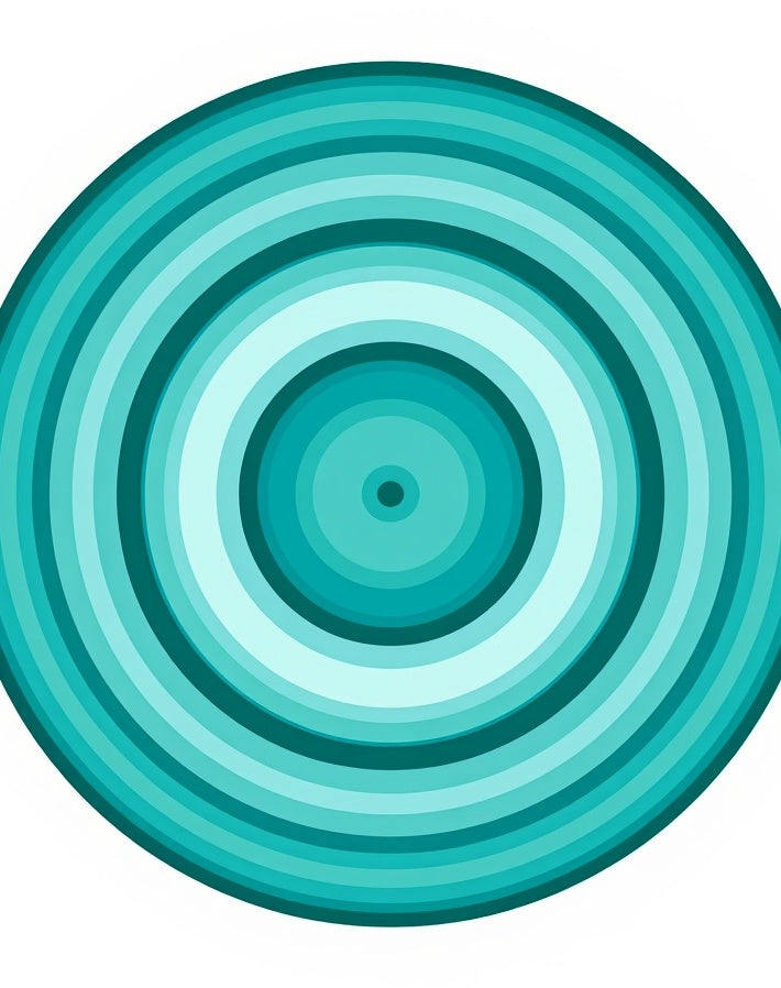 Teal Concentric Circles Abstract Rug