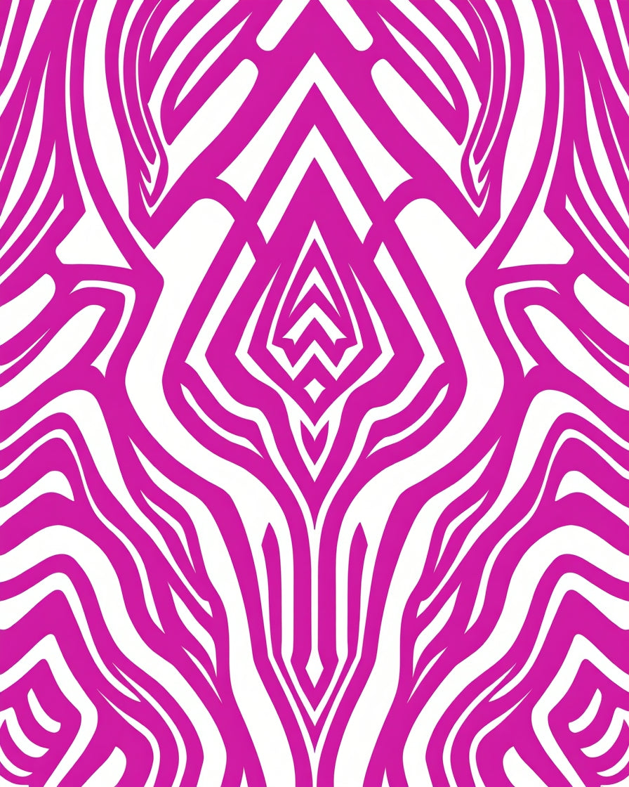Vibrant Pink Abstract Zebra Stripe Pattern Rug