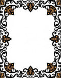 Ornate Black Gold Floral Scroll Rug