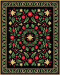 Black Floral Medallion Red Green Gold Rug