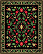 Black Floral Medallion Red Green Gold Rug