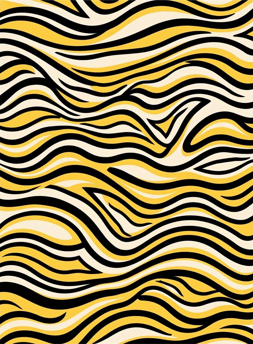 Bold Yellow Black Wavy Stripes Rug