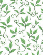 Delicate Green Vine Leaf Pattern Rug