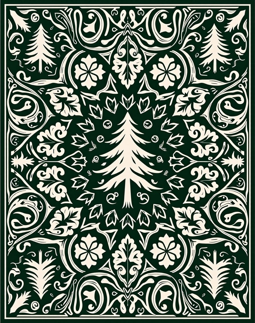 Elegant Trees Floral Symmetry Rug