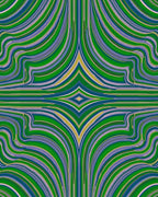 Wavy Green Yellow Blue Abstract Pattern Rug