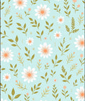 Delicate White Daisy And Leaf Pattern Rug