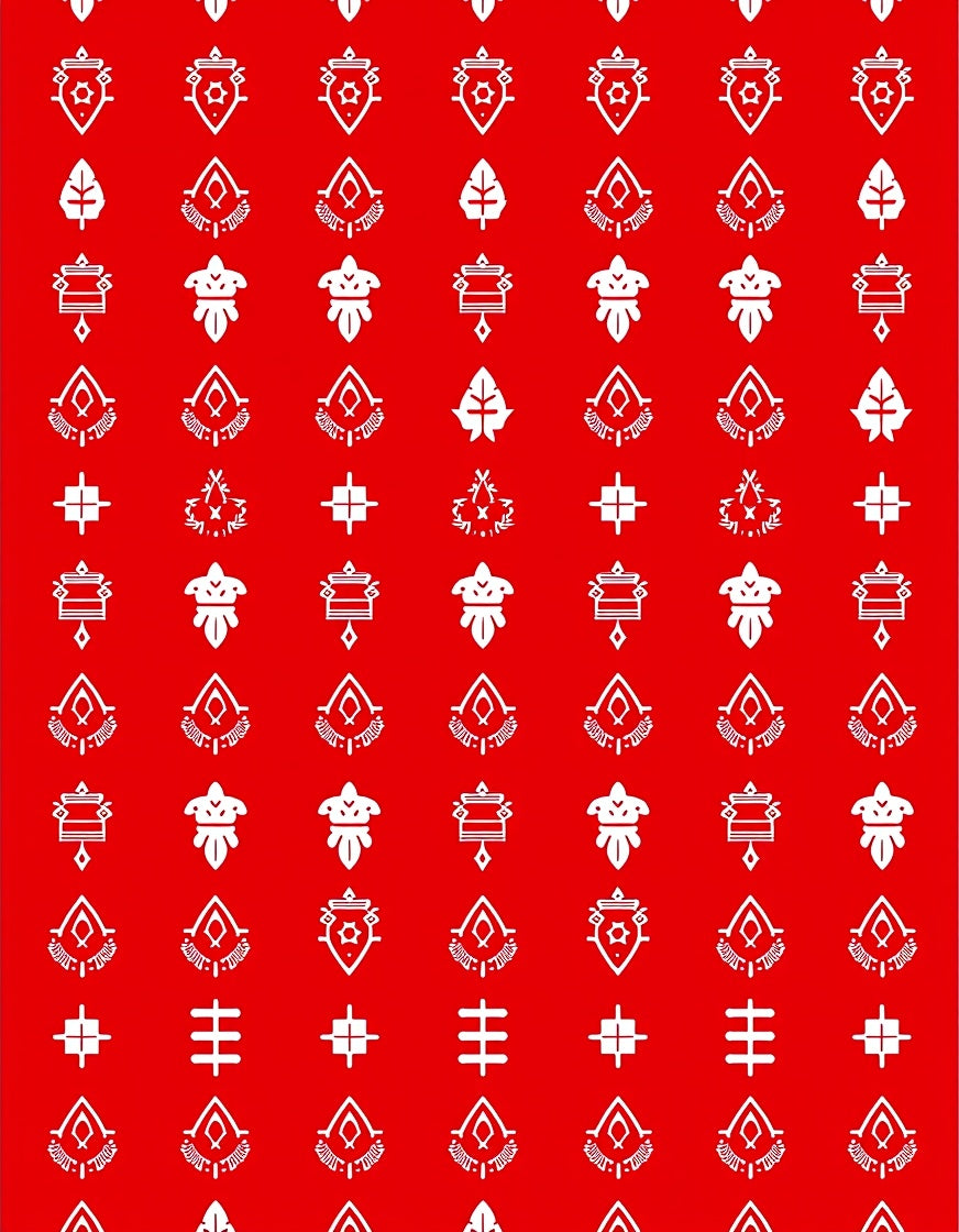 Red White Tribal Geometric Design Rug