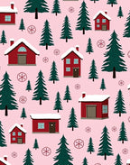 Cozy Winter Village Pattern Design Rug
