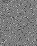Abstract Black White Maze Pattern Rug