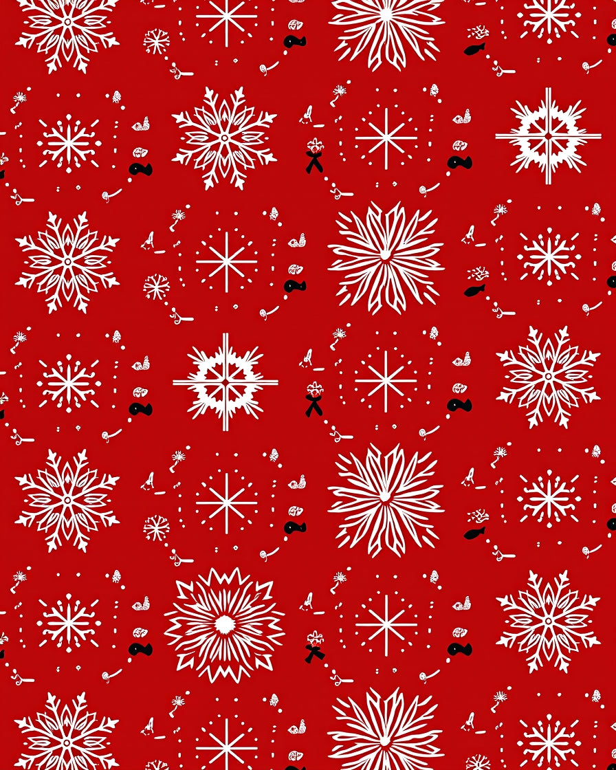 Red White Snowflake Pattern Design Rug