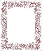 Ornate Floral Border Design With Leaves Rug