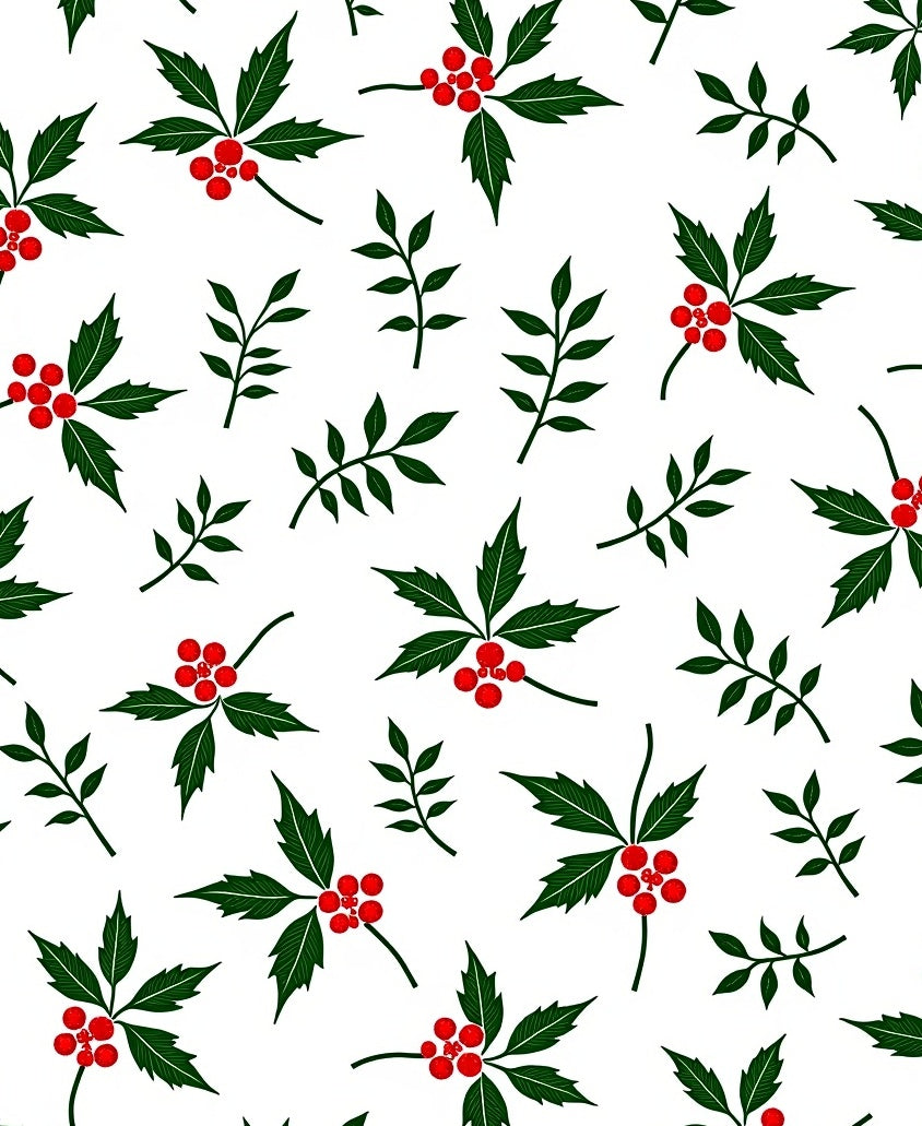 Green Leaf 2 Red Berry Pattern Rug