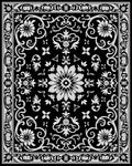 Classic Black White Floral Border Design Rug