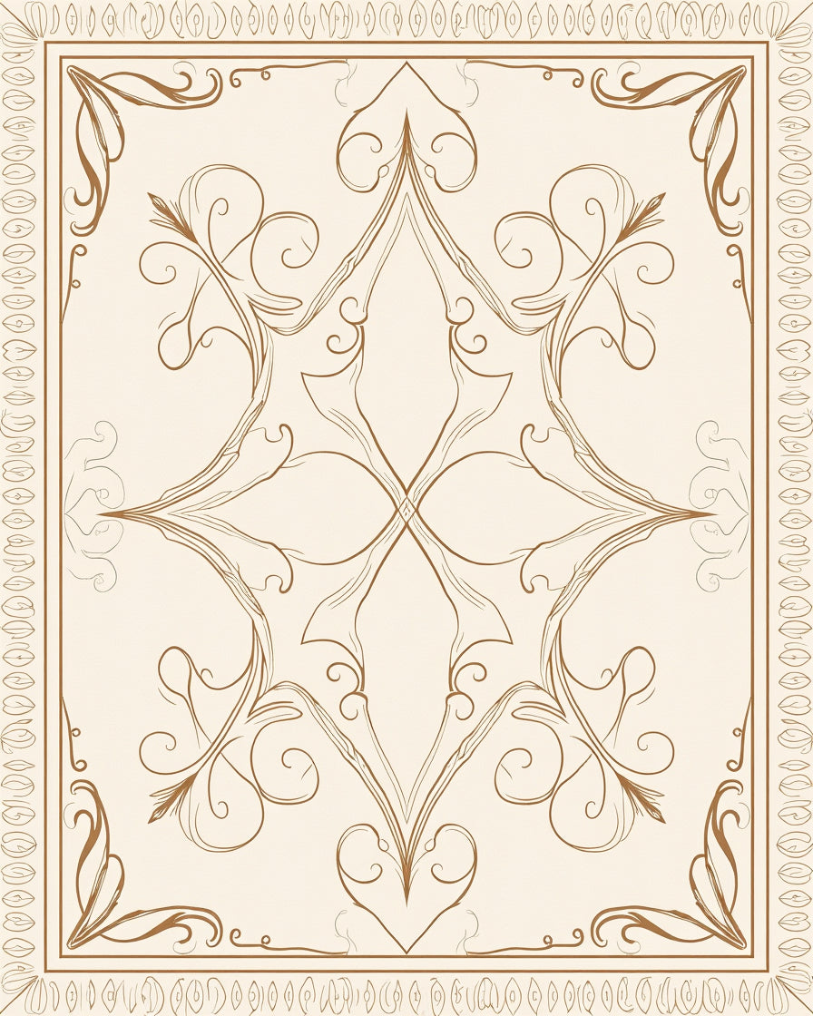 Elegant Swirl And Leaf Pattern Rug