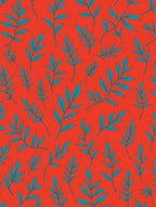 Vibrant Teal Leaf Patterned Rug