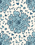 Floral Blue Sketch Style Rug