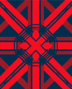 Bold Red And Blue Geometric Pattern Rug