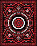 Bold Red Floral Mandala Pattern Rug