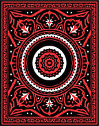 Bold Red Floral Mandala Pattern Rug