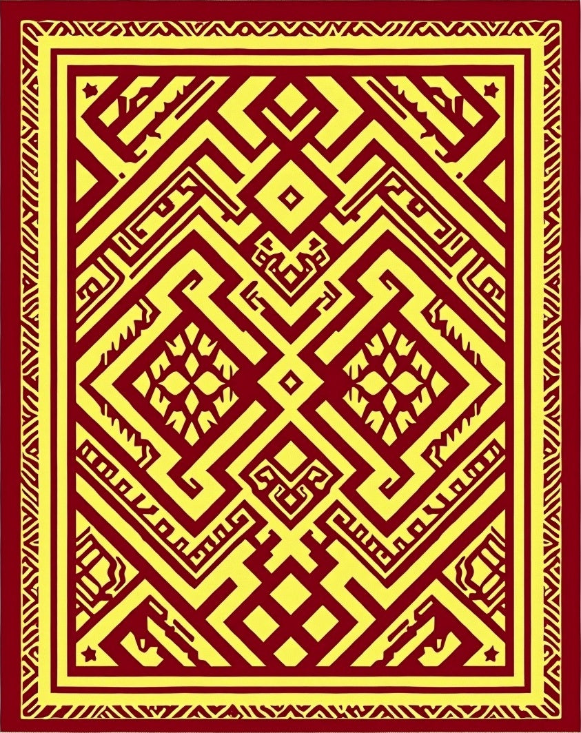 Bold Geometric Maze Pattern Design Rug