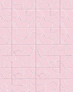 Pink Cracked Tile Pattern Design Rug