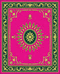Vibrant Pink Golden Sun Medallion Rug