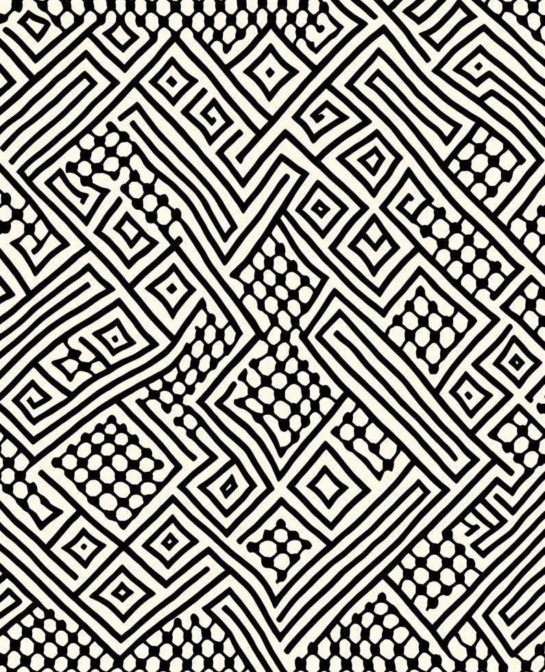 Abstract Black Cream Geometric Pattern Rug