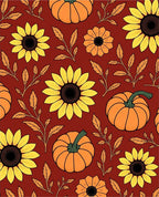 Autumnal Pumpkin Sunflower Pattern Rug