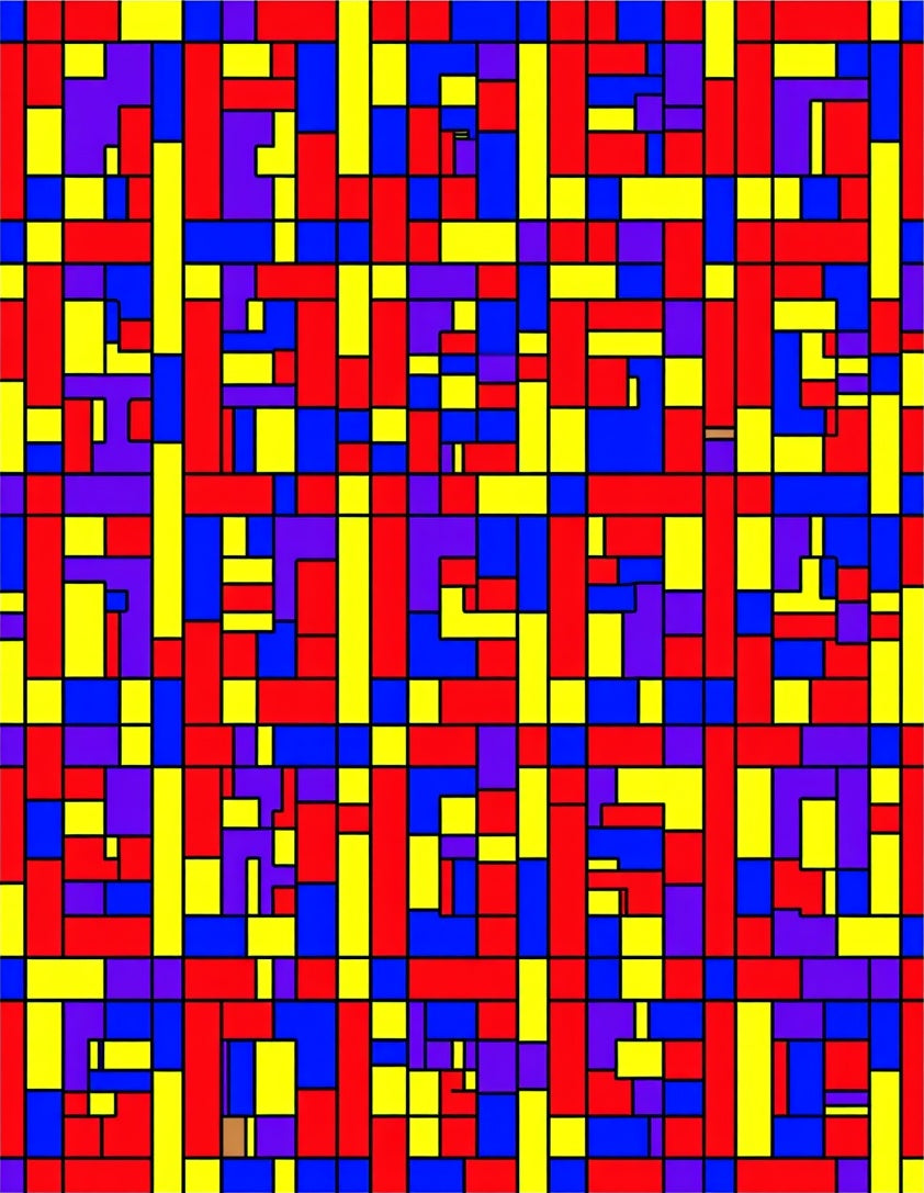 Abstract Red Blue Yellow Geometric Pattern Rug