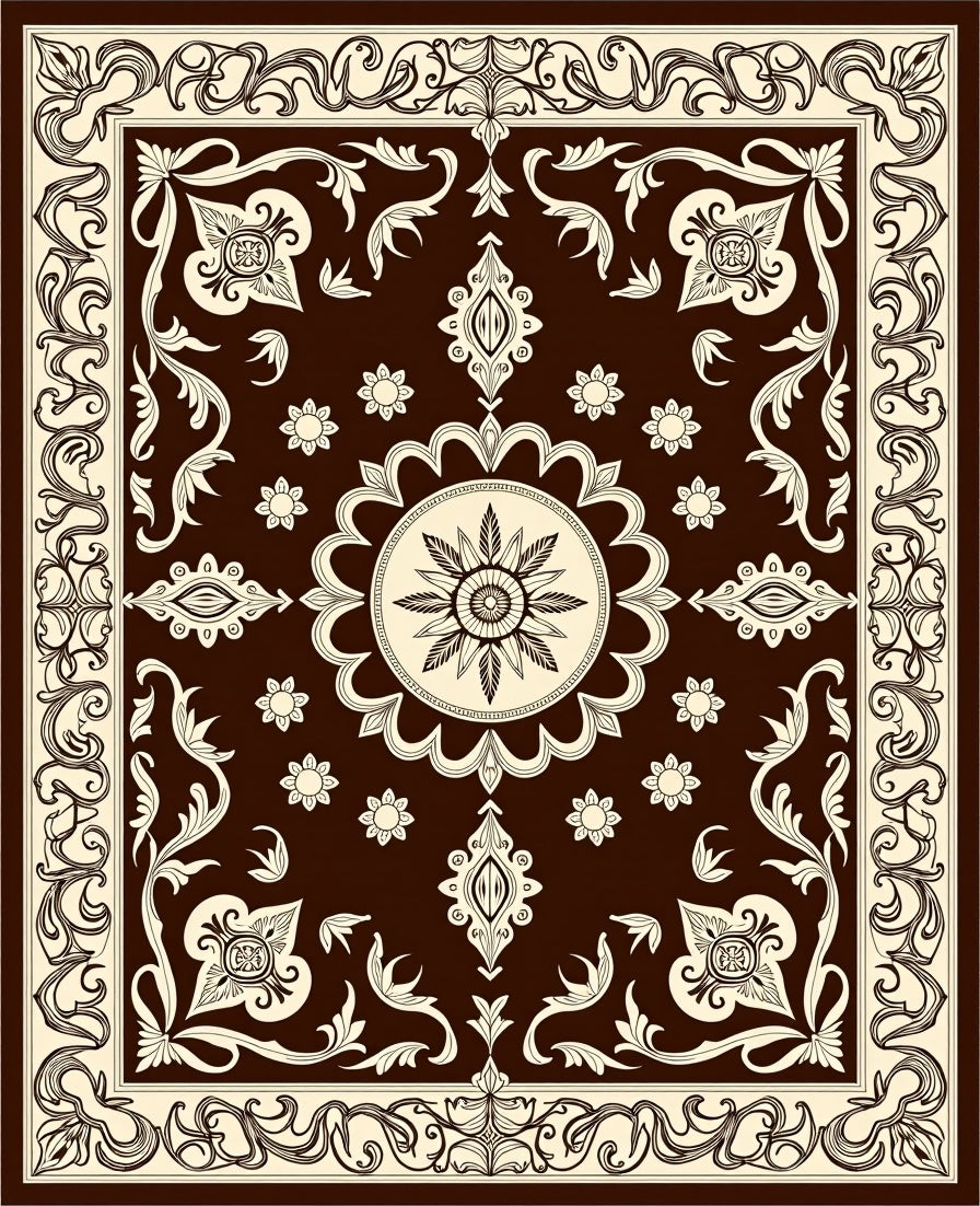 Elegant Floral Ornamental Vintage Rug