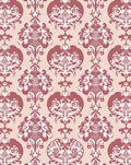 Elegant Crimson Damask Scroll Rug