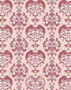 Elegant Crimson Damask Scroll Rug