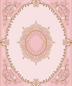 Ornate Floral Mandala Pink Gold Design Rug