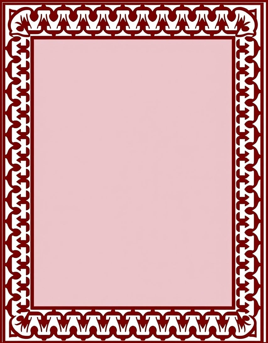 Ornate Burgundy Geometric Border Design Rug