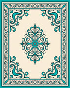 Ornate Teal Cream Scroll Rug
