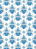 Classic Blue Floral Damask Design Rug