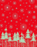 Festive Evergreen Tree Starburst Design Rug