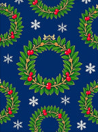 Green Wreaths With Red Berries Snowflake Print Rug