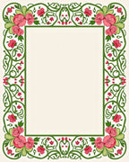 Floral Vine Frame With Roses Design Rug