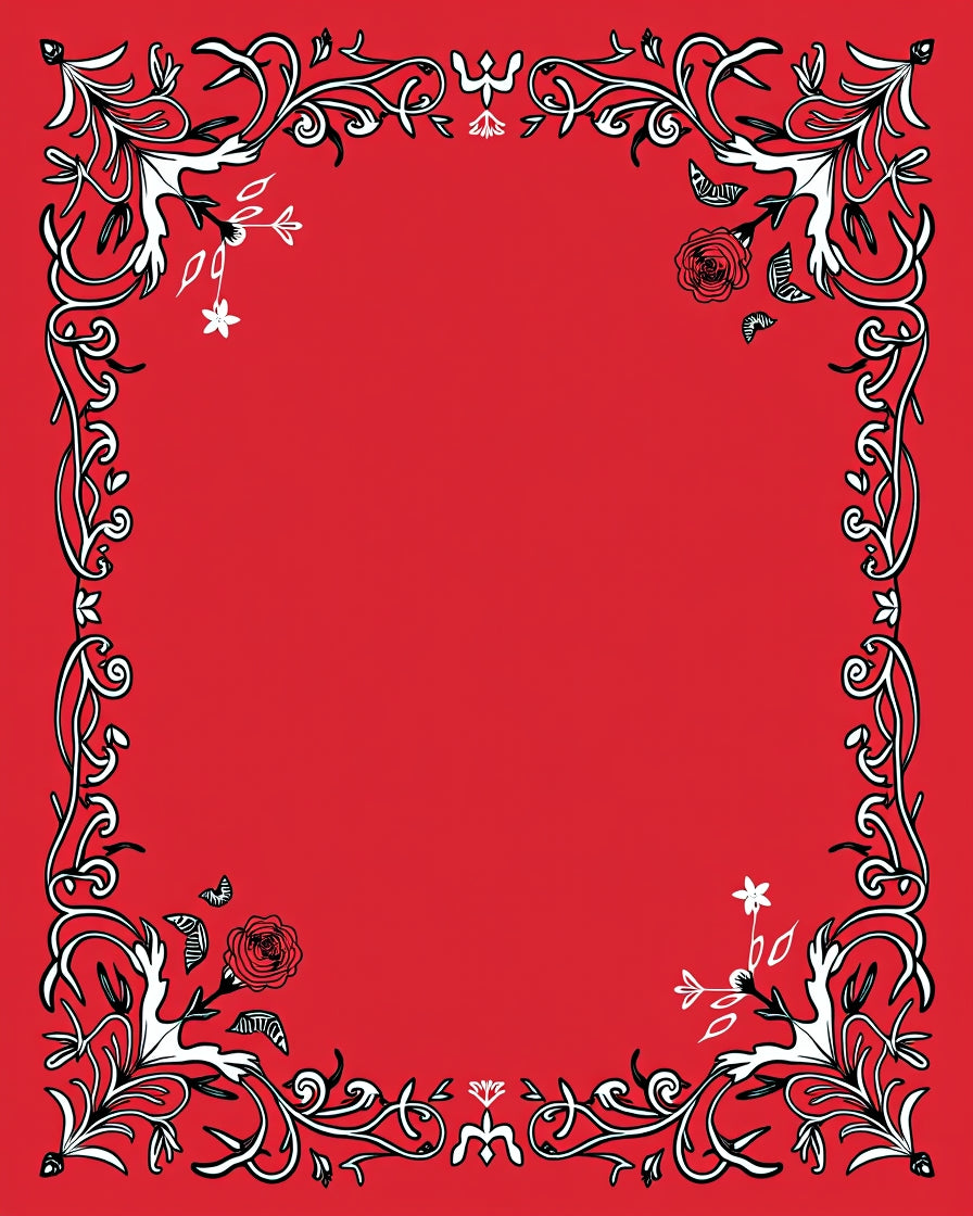 Red Floral Vines With Butterflies Rug