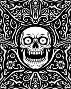 Dark Floral Skull Pattern Rug