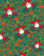 Whimsical Red Floral Swirls Teal Rug