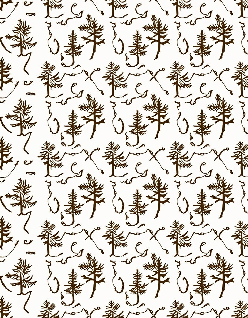 Woodland Sketch Pine Tree Motif Rug