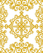 Ornate Gold Scrollwork Pattern Rug
