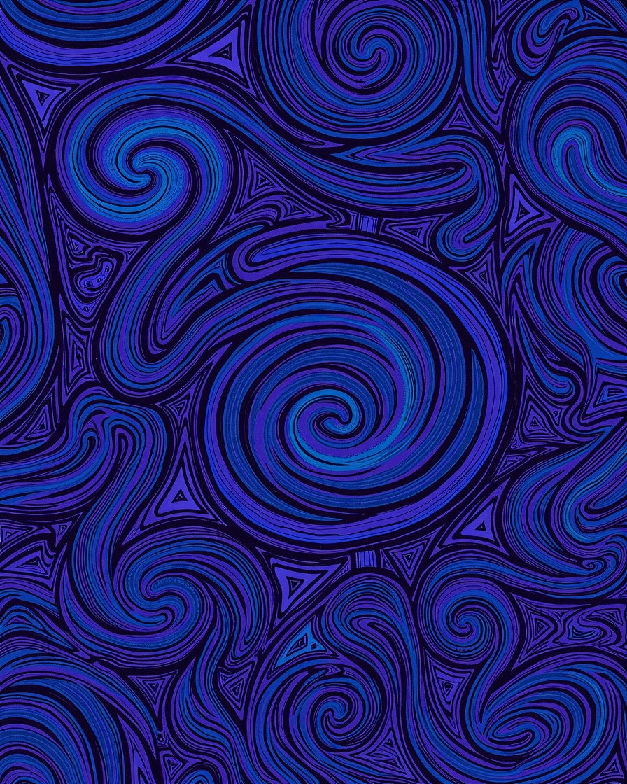 Dynamic Swirl Blue Purple Pattern Rug